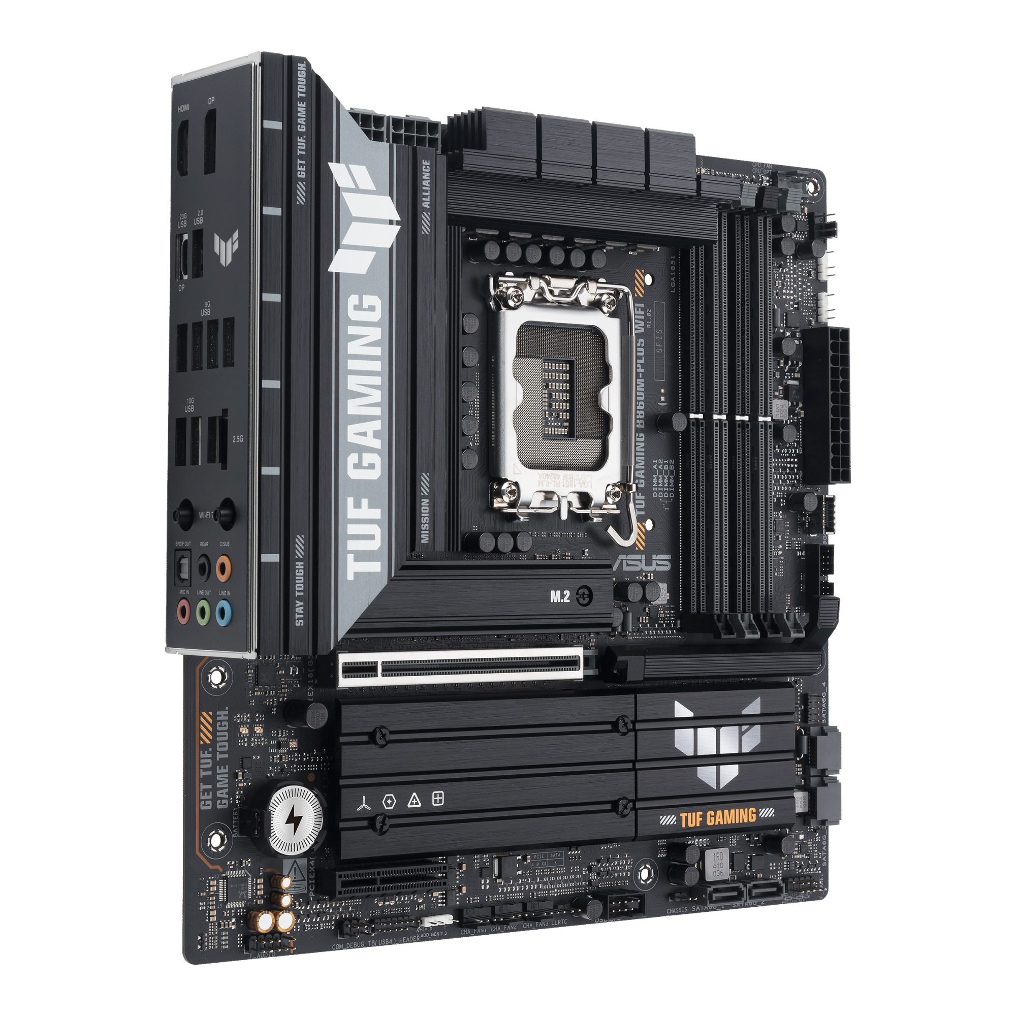 Материнская плата ASUS TUF GAMING B860M-PLUS WIFI, LGA1851 B860 4xDDR5 4xSATA 3xM.2 HDMI DP mATX