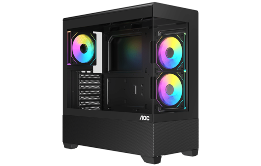 Корпус AOC CG393B 3F ATX/M-ATX/ITX 2xUSB(2.0/3.0) 1xType-C 1xAudio/Mic Черный AOC-CG393-BF3V1R0UD-G