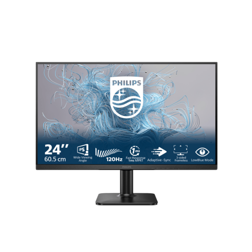 Монитор 23,8" PHILIPS 24E2N1110/01/0 IPS 1920x1080 120Hz 4мс 300кд/м 1300:1 1xHDMI 1xVGA Черный