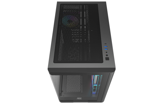 Корпус AOC CG455B 4F ATX/M-ATX/ITX 2xUSB3.0 1xType-C 1xAudio/Mic Черный AOC-CG455-BF4V1R0W2-G