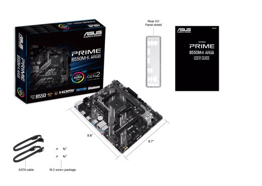 Материнская плата ASUS PRIME B550M-K ARGB AM4 2xDDR4 4xSATA3 2xM.2 1xHDMI 1xDP Type-C Коннектор mATX