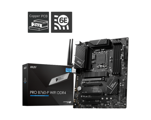 Материнская плата MSI PRO B760-P WIFI DDR4 LGA1700 4xDDR4 4xSATA3 RAID 2xM.2 HDMI DP ATX