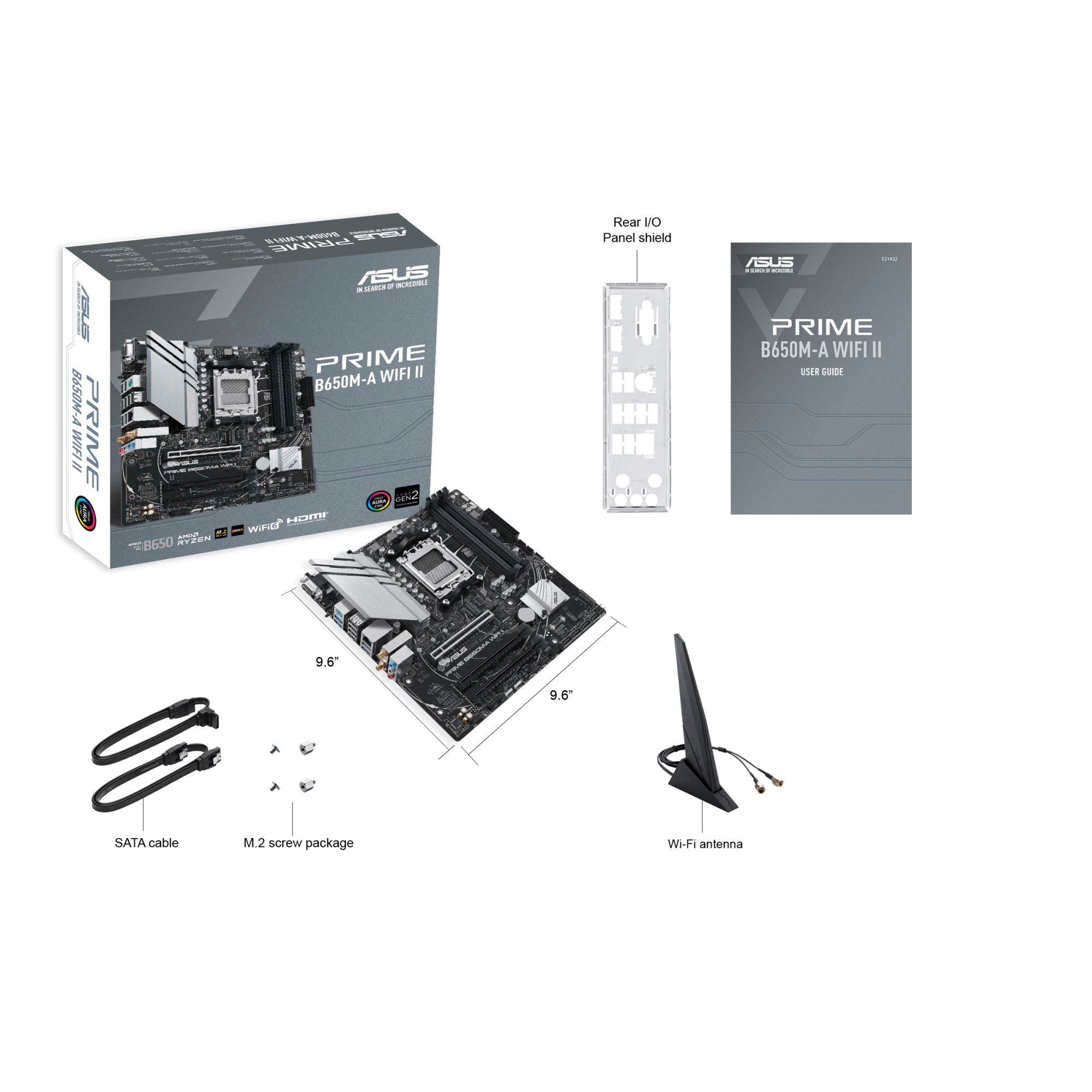 Материнская плата ASUS PRIME B650M-A WIFI II AM5 4xDDR5 4xSATA3 RAID 2xM.2 VGA HDMI DP mATX