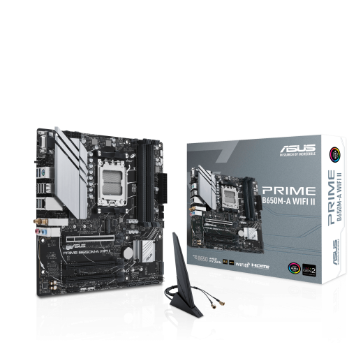 Материнская плата ASUS PRIME B650M-A WIFI II AM5 4xDDR5 4xSATA3 RAID 2xM.2 VGA HDMI DP mATX