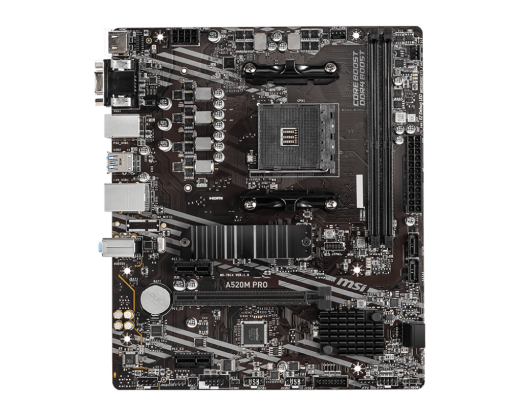 Материнская плата MSI A520M PRO AM4 2xDDR4 4xSATA3 RAID M.2 VGA HDMI DP ARGB header mATX