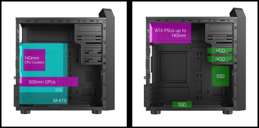 Корпус AOC CB104B M-ATX/ITX 2xUSB2.0 1xUSB3.0 1xAudio 1xMic Kensington Черный AOC-CB104-BEV1B-G