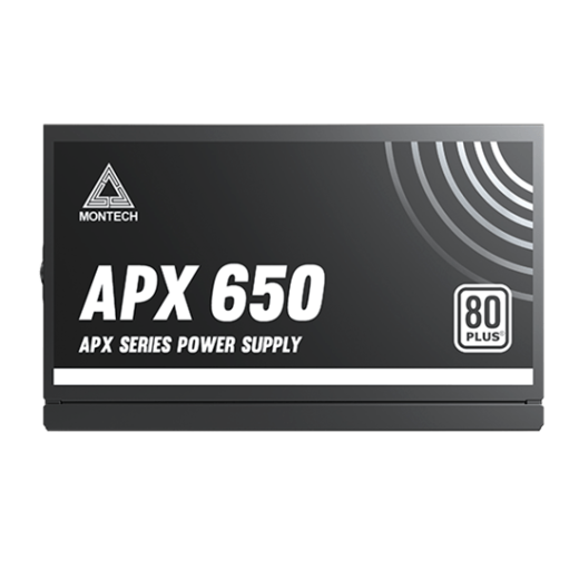 Блок питания Montech  650W, APX 650W, Non Modular, ATX, 80+ WHITE, КПД 90%, Fan 120mm, Черный