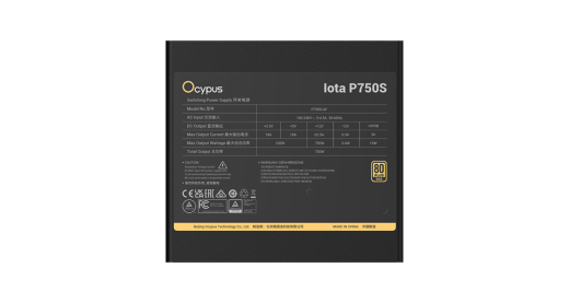 Блок питания Ocypus  750W, Iota P750S, Full Modular, 80+ GOLD, 91%, Черный, Iota-P750S-GFFBK025X-EU