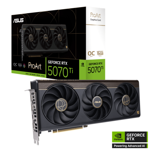 Видеокарта ASUS GeForce RTX5070Ti 16Gb, ProArt OC GDDR7 256bit HDMI 2xDP TypeC PROART-RTX5070TI-O16G