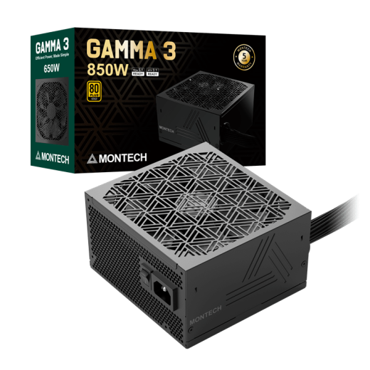 Блок питания Montech  850W, GAMMA 3 850W, Non Modular, ATX, 80+ GOLD, КПД 92%, Fan 135mm, Черный