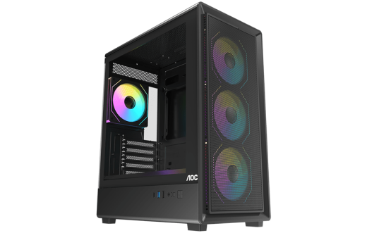 Корпус AOC CG450B 4F M-ATX/ITX 1xUSB2.0 1xUSB3.0 1xType-C 1xAudio/Mic Черный AOC-CG450-BF4V1R0UD-G