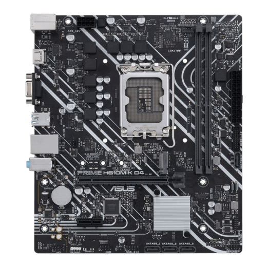 Материнская плата ASUS PRIME  H610M-K D4, LGA1700 2xDDR4 4xSATA3 M.2 1xD-Sub 1xHDMI mATX