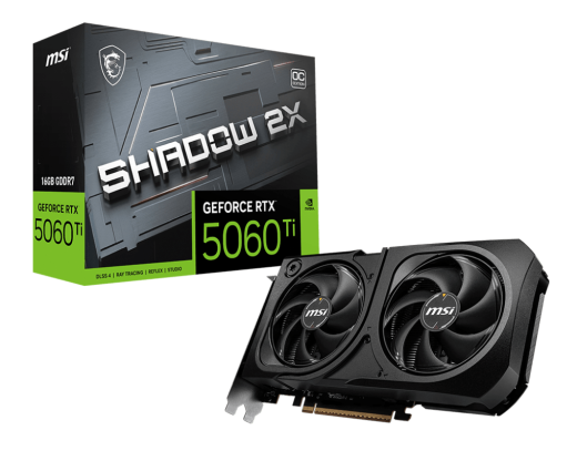 Видеокарта MSI GeForce RTX 5060 Ti 16G SHADOW 2X OC PLUS, 16Gb GDDR7 128-bit HDMI 3xDP G506T-16S2CP